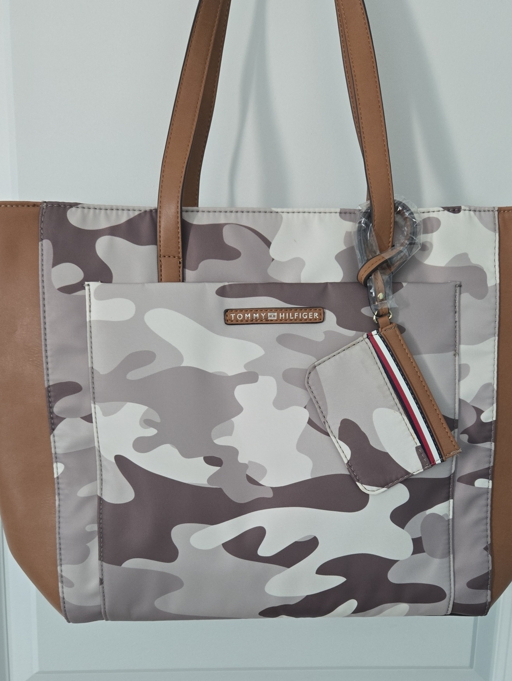 Tommy Hilfiger Women's Taupe Camo Tote Bag With  ID purse